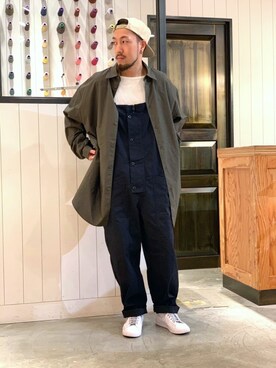 「Johnbull Private labo（ジョンブルプライベートラボ）のアイテム（サロペット/オーバーオール）」を使った、ZAWAさん（メンズ・169cm）の夏コーディネート