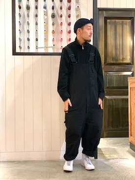 「Johnbull Private labo（ジョンブルプライベートラボ）のアイテム（サロペット/オーバーオール）」を使った、ZAWAさん（メンズ・169cm）の秋コーディネート