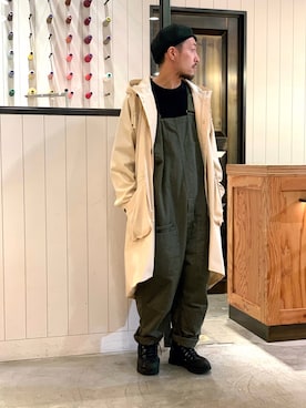 「Johnbull Private labo（ジョンブルプライベートラボ）のアイテム（サロペット/オーバーオール）」を使った、ZAWAさん（メンズ・169cm）の秋コーディネート