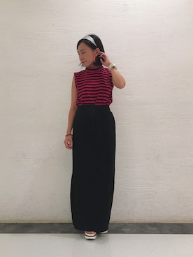 「アイテム（カチューシャ、シルバー系）」を使った、小西　幸さん（レディース・148cm）の夏コーディネート