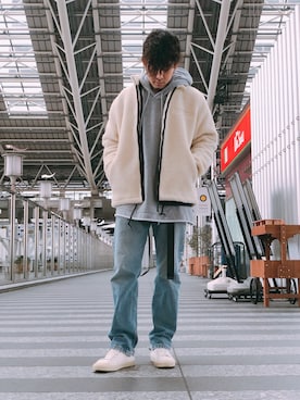 「PLEASURES（プレジャー）のアイテム（ブルゾン）」を使った、Toshiki Masudaさん（メンズ・170cm）の冬コーディネート