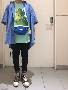 「WHITELAND（ホワイトランド）のアイテム（ボディバッグ/ウエストポーチ）」を使った、Toshiki Masudaさん（メンズ・170cm）の春コーディネート