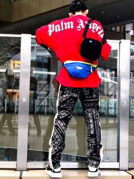 「WHITELAND（ホワイトランド）のアイテム（ボディバッグ/ウエストポーチ）」を使った、Toshiki Masudaさん（メンズ・170cm）の夏コーディネート