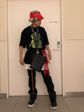 「BlackEyePatch（ブラックアイパッチ）のアイテム（帽子）」を使った、Toshiki Masudaさん（メンズ・170cm）の夏コーディネート