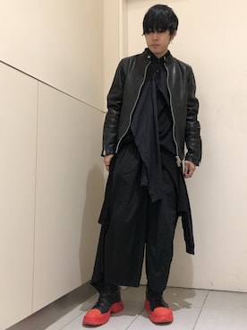 「L.H.P（エルエイチピー）のアイテム（ライダースジャケット）」を使った、Toshiki Masudaさん（メンズ・170cm）の冬コーディネート