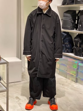 「WHITELAND（ホワイトランド）のWHITELAND/ホワイトランド/Stitch coat/ステッチコート（ステンカラーコート）」を使った、Toshiki Masudaさん（メンズ・170cm）の冬コーディネート