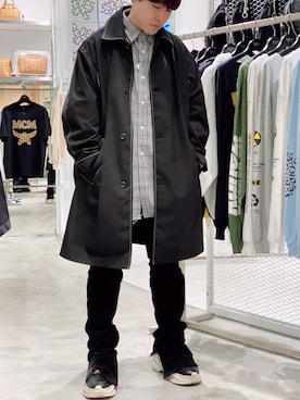 「WHITELAND（ホワイトランド）のWHITELAND/ホワイトランド/Stitch coat/ステッチコート（ステンカラーコート）」を使った、Toshiki Masudaさん（メンズ・170cm）の冬コーディネート