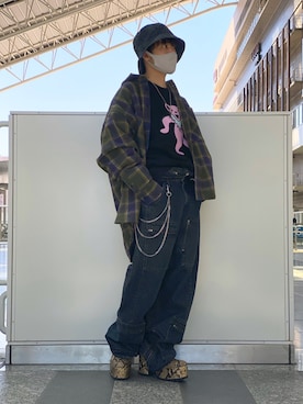 「OY（オーワイ）のアイテム（帽子）」を使った、Toshiki Masudaさん（メンズ・170cm）の秋コーディネート