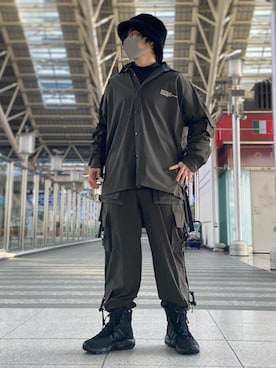 「DANKE SCHON（ダンケシェーン）のDankeSchon/ダンケシェーン/撥水ストレッチナイロンカーゴシャツ（シャツ/ブラウス）」を使った、Toshiki Masudaさん（メンズ・170cm）の冬コーディネート