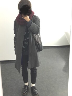 「Yohji Yamamoto（ヨウジヤマモト）のアイテム（ステンカラーコート）」を使った、りょうさん（メンズ・180cm）の秋コーディネート