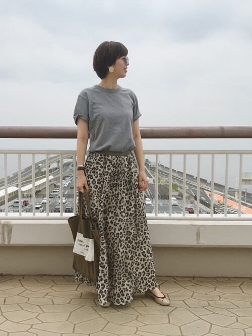 【美品】金子綾×FRAMeWORK レオパード　ロングスカート　ヒョウ柄 美品】金子綾×FRAMeWORK レオパード ロングスカート ヒョウ柄