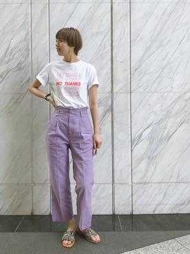 「OZOC（オゾック）のアイテム（シューズ）」を使った、夏子さん（レディース・169cm）の夏コーディネート
