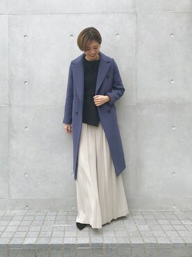 「STUDIOUS（ステュディオス）のアイテム（チェスターコート）」を使った、夏子さん（レディース・169cm）の秋コーディネート