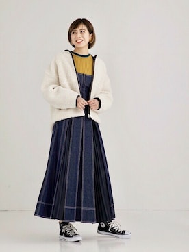 「STUDIOUS（ステュディオス）のアイテム（ブルゾン）」を使った、夏子さん（レディース・169cm）の冬コーディネート