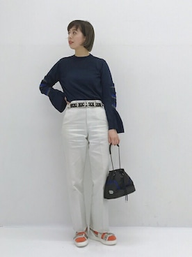 「CLANE（クラネ）のアイテム（チノパンツ）」を使った、夏子さん（レディース・169cm）の冬コーディネート