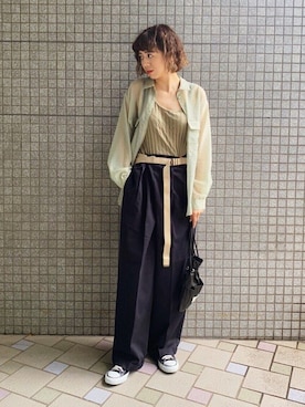 「シースルー」｜「アイテム（チノパンツ）」を使った、夏子さん（レディース・169cm）の夏コーディネート