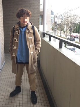 「ADAM ET ROPE'（アダムエロペ）のアイテム（ダッフルコート）」を使った、トミオさん（メンズ・164cm）の冬コーディネート