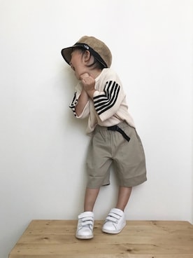 「スタンスミス」｜めー♛︎nikka♛︎shiroさん（キッズ・90cm）の夏コーディネート