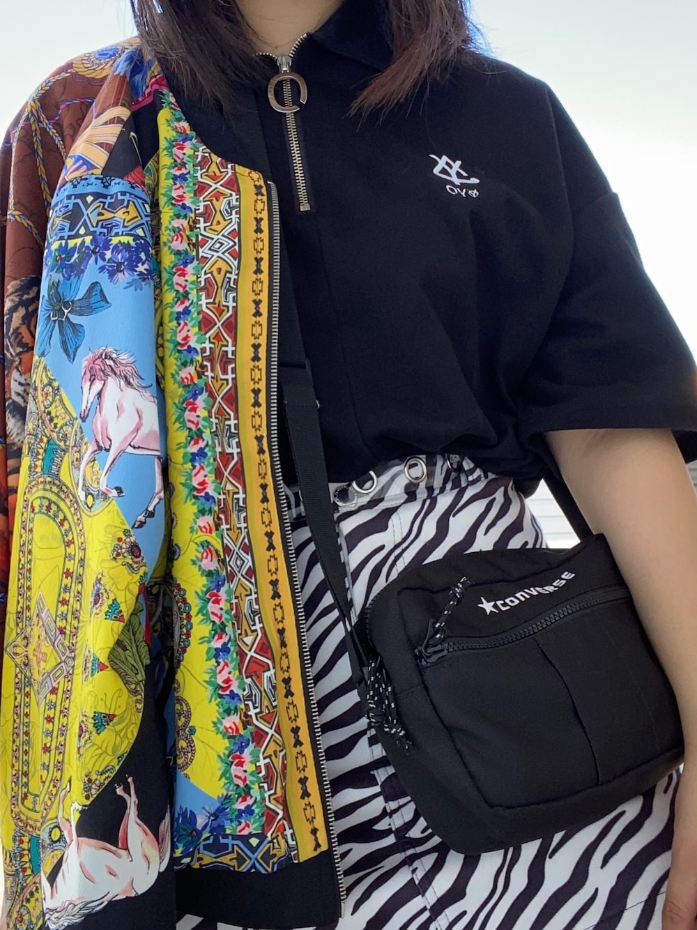 Desigual スカーフ柄ウーブンジップアップブルゾン デシグアル Desigual スカーフ柄ウーブンジップアップブルゾン