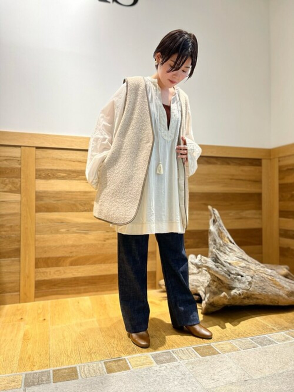 ARTS&SCIENCE 近年 バンブー チュニックブラウス ナチュラル ARTS&SCIENCE 近年 バンブー チュニックブラウス ナチュラル