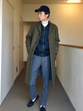 「MA-1」｜「アイテム（ステンカラーコート）」を使った、OK.Aさん（メンズ・176cm）の冬コーディネート