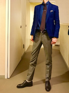 「アイテム（ハンカチ/ハンドタオル、ブラウン系）」を使った、OK.Aさん（メンズ・176cm）の春コーディネート