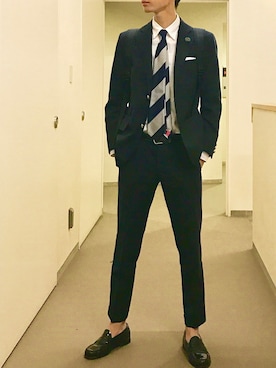 「アイテム（ネクタイ、シルバー系）」を使った、OK.Aさん（メンズ・176cm）の秋コーディネート