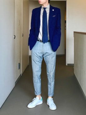 「ロールアップ」｜「アイテム（フォーマルスーツ/小物）」を使った、OK.Aさん（メンズ・176cm）の秋コーディネート