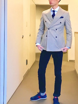「ロールアップ」｜「アイテム（フォーマルスーツ/小物）」を使った、OK.Aさん（メンズ・176cm）の秋コーディネート