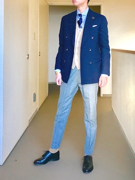 「ロールアップ」｜「アイテム（フォーマルスーツ/小物）」を使った、OK.Aさん（メンズ・176cm）の春コーディネート