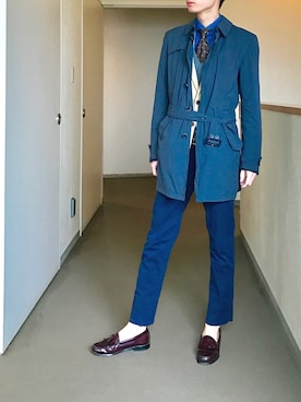 「HERNO（ヘルノ）のアイテム（ステンカラーコート）」を使った、OK.Aさん（メンズ・176cm）の春コーディネート