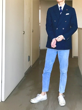 「アイテム（ネクタイ、シルバー系）」を使った、OK.Aさん（メンズ・176cm）の春コーディネート