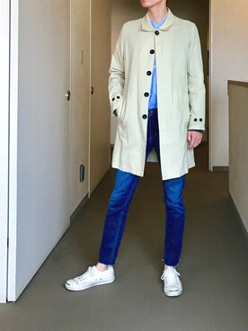 「EDIFICE（エディフィス）の◇SUVIN 3/150 セミショールカーデ（カーディガン/ボレロ）」を使った、OK.Aさん（メンズ・176cm）の春コーディネート