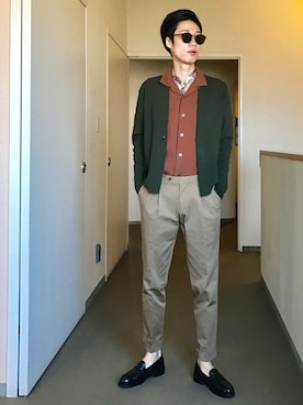 「EDIFICE（エディフィス）の◇SUVIN 3/150 セミショールカーデ（カーディガン/ボレロ）」を使った、OK.Aさん（メンズ・176cm）の春コーディネート
