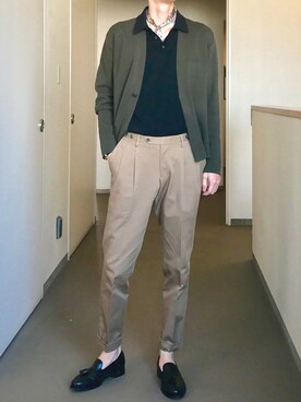 「EDIFICE（エディフィス）の◇SUVIN 3/150 セミショールカーデ（カーディガン/ボレロ）」を使った、OK.Aさん（メンズ・176cm）の春コーディネート