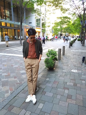 「EDIFICE（エディフィス）の◇SUVIN 3/150 セミショールカーデ（カーディガン/ボレロ）」を使った、OK.Aさん（メンズ・176cm）の夏コーディネート