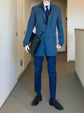 「HERNO（ヘルノ）のアイテム（ステンカラーコート）」を使った、OK.Aさん（メンズ・176cm）の秋コーディネート