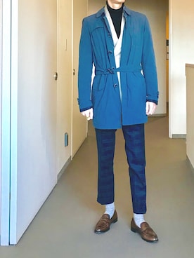 「HERNO（ヘルノ）のアイテム（ステンカラーコート）」を使った、OK.Aさん（メンズ・176cm）の秋コーディネート