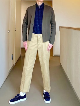 「EDIFICE（エディフィス）の◇SUVIN 3/150 セミショールカーデ（カーディガン/ボレロ）」を使った、OK.Aさん（メンズ・176cm）の春コーディネート