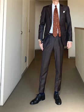 「タックイン」｜「アイテム（スーツジャケット）」を使った、OK.Aさん（メンズ・176cm）の春コーディネート