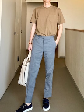 「ANATOMICA（アナトミカ）の＜ANATOMICA（アナトミカ）＞ POCKET TEE（Tシャツ/カットソー）」を使った、OK.Aさん（メンズ・176cm）の夏コーディネート