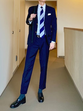 「アイテム（ネクタイ、シルバー系）」を使った、OK.Aさん（メンズ・176cm）の秋コーディネート