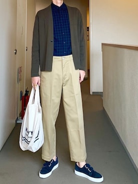 「EDIFICE（エディフィス）の◇SUVIN 3/150 セミショールカーデ（カーディガン/ボレロ）」を使った、OK.Aさん（メンズ・176cm）の秋コーディネート