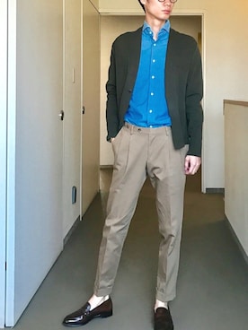 「EDIFICE（エディフィス）の◇SUVIN 3/150 セミショールカーデ（カーディガン/ボレロ）」を使った、OK.Aさん（メンズ・176cm）の春コーディネート