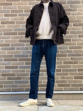 「ミリタリージャケット」｜「アイテム（カバーオール）」を使った、OK.Aさん（メンズ・176cm）の冬コーディネート