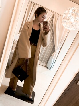 「JUNOAH（ジュノア）のアイテム（チェスターコート）」を使った、yui...さん（レディース・163cm）の冬コーディネート