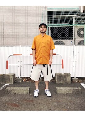 「OLIVER PEOPLES」｜「アイテム（帽子）」を使った、FUNAさん（メンズ・169cm）の夏コーディネート