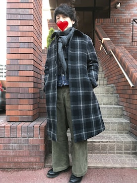 「LOVELESS（ラブレス）のアイテム（ステンカラーコート）」を使った、hideさん（メンズ・165cm）の冬コーディネート