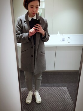 「ADAM ET ROPE'（アダムエロペ）のアイテム（チェスターコート）」を使った、みさん（レディース・161cm）の春コーディネート