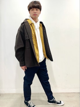 「アイテム（その他トップス、ホワイト系）」を使った、Tenten 09さん（メンズ・179cm）の秋コーディネート